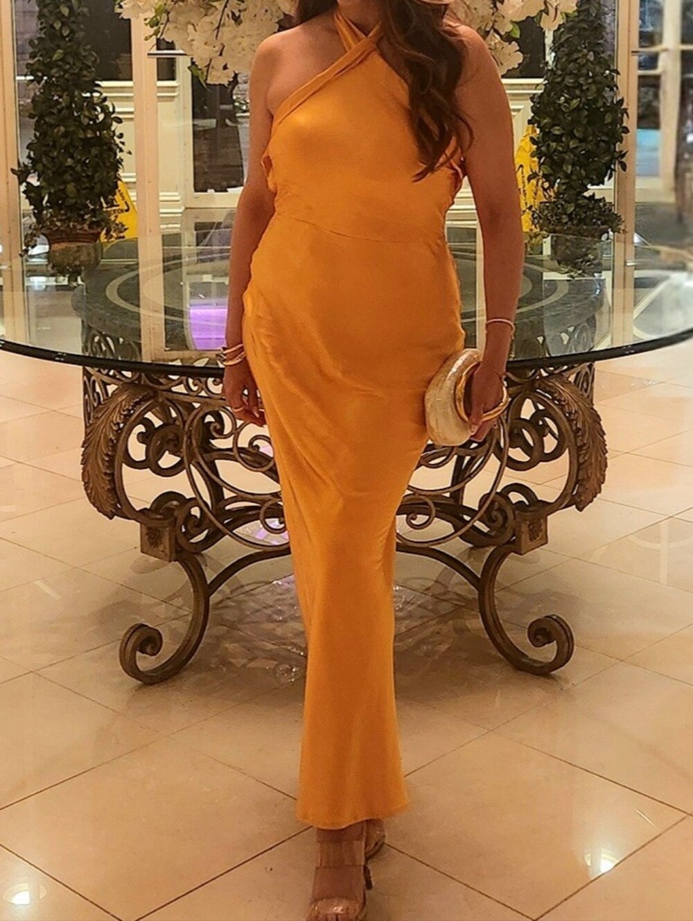 Selfie Leslie Italia Azure Crossover Halterneck Maxi Dress